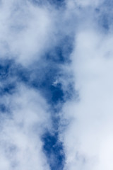 Fototapeta na wymiar Blue sky covered in large puffy cumulonimbus cloud formations