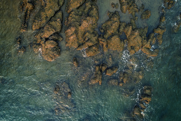 Aerial view of sea waves and fantastic Rocky coast, Montenegro