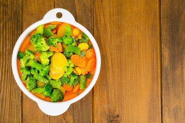 Mix of bright frozen vegetables for cooking.