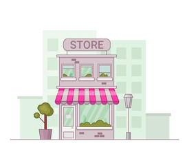 Store illustration in cartoon style. Shope facade.