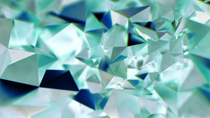 Fototapeta na wymiar Abstract green crystal triangular BG
