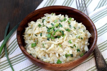 homemade crumpled potatoes with cabbage and green onions. Colcannon Irish Mashed Potatoes St...