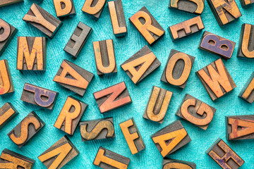 random wood type letters background