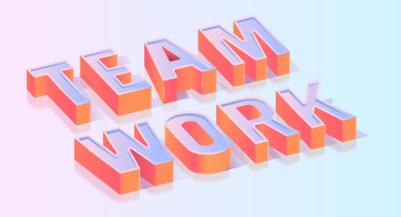 Teamwork Text Title Isometric Vector Template