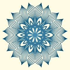 Vintage Invitation Card With Mandala Pattern. Decorative Elements. Vector Illustration. Anti-Stress Therapy Pattern. White blue colour