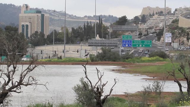 Jerusalem city traffic Malha junction from Jerusalem city traffic