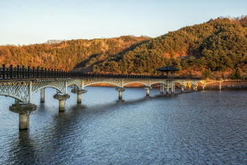 Fototapeta na wymiar woryeonggyo bridge sunset in andong