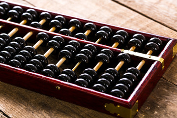 The abacus on wooden table
