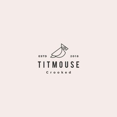 Fototapeta premium crooked titmouse bird logo hipster vintage retro vector icon illustration
