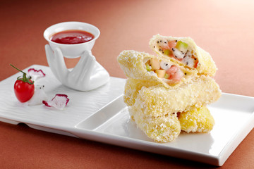 Delicious Chinese cuisine, fried fruit shortbread