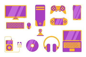 gadget object electronic tools with various objects - vector illustration