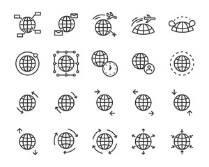 set of world icons, such as global, globe, pin, circle, earth, map