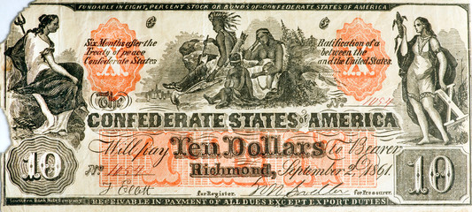  Real Confederate States of America Counterfeit Bill.