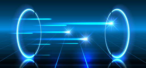 Fantastic background with space portal into another dimension. Quantum transition.