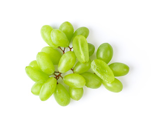Green grape isolated on white background. top view