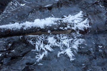 Ice patterns along Railroad Brook in Valley Falls Park, Connecticut.