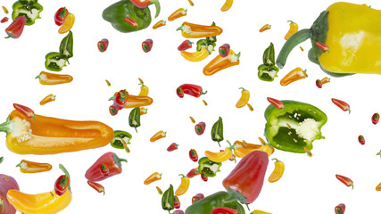 Colorful Peppers on a White Background