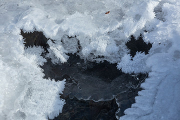 Ice patterns along Railroad Brook in Valley Falls Park, Connecticut.