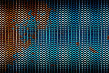 rusty blue metallic mesh background and texture