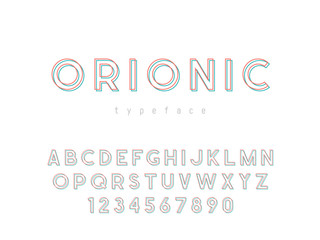 Latin uppercase alphabet letters and numbers. Vector illustration