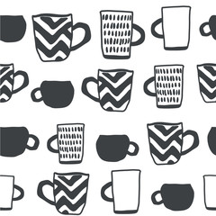 seamless pattern with cups of coffee
