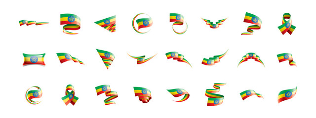 Fototapeta na wymiar Ethiopia flag, vector illustration on a white background
