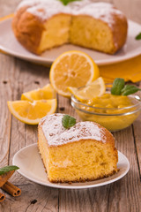 Cake with lemon cream filling.