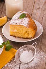 Cake with lemon cream filling.