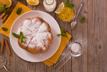 Cake with lemon cream filling.