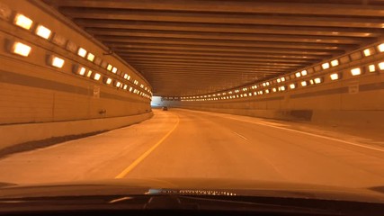 The car driving through tunnel, highway  road