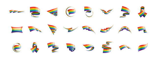 Vector a rainbow flag waving on white background