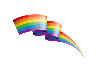 Vector a rainbow flag waving on white background