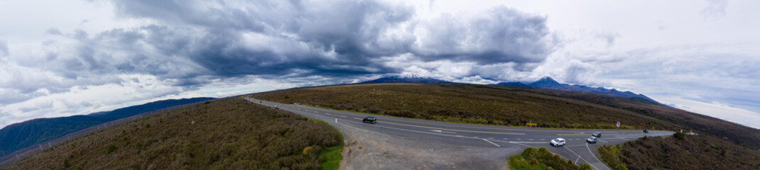 State Highway One through New Zealand Desert Road Panorama 