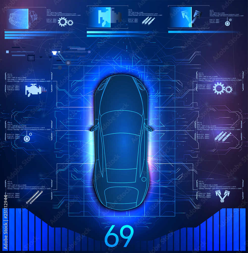 Poster futuristic user interface. hud ui. abstract virtual graphic touch user interface. car service in the
