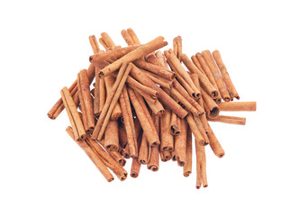 Cinnamon sticks isolated on white background.