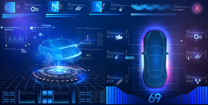 	 Car service in the style of HUD, Cars infographic ui, analysis and diagnostics in the hud style, futuristic user interface, repairs cars, Car auto service, mechanisms cars, car service