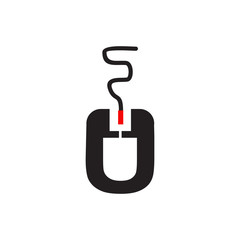 Mouse logo design vector template for computer