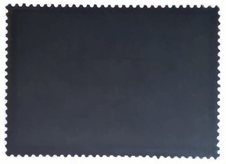 Dark gray posted stamp reverse  side with the edge of the sheet. Vector illustration