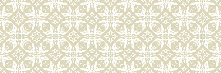 Floral seamless pattern. White on olive green background