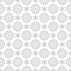 Gray floral seamless pattern on white background