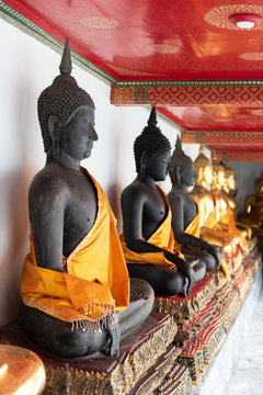 Buddha statue at temple in Bangkok Thailand.