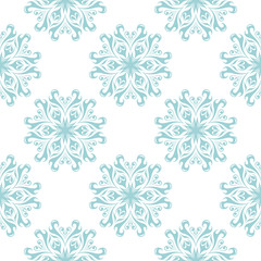 Fototapeta na wymiar Floral seamless blue pattern on white background