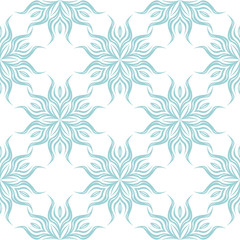 Floral blue seamless pattern on white background. Flowers design