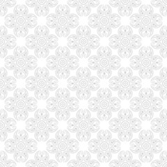Gray and white seamless print. Geometric pattern in oriental indian style