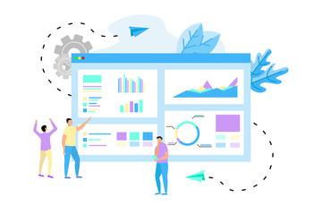 Mans studying financial statistics on screen monitor. Financial reports, charts graphs on online browser. Business concept
