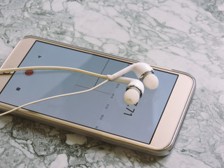 Microphone Audio Podcast Broadcast. Listening and recording a podcast concept.Listening Music Media...