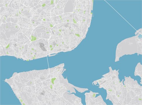 Vector city map of Lisbon with well organized separated layers.