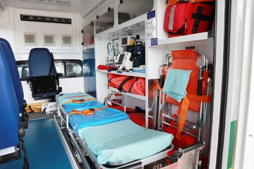 Interior of an ambulance.