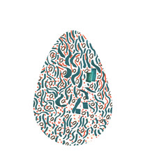 Hand drawn  Easter egg isolated on white spring