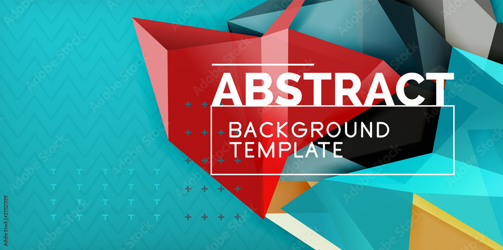 Fototapete Low poly design 3d triangular shape background, mosaic abstract design template